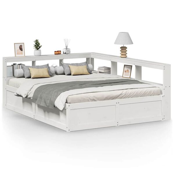 vidaXL Letto Libreria senza Materasso Bianco 140x200 cm Legno di Pino