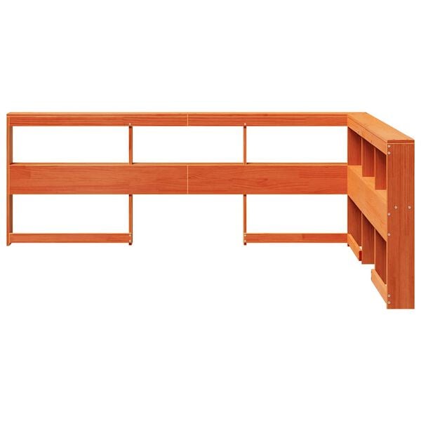 vidaXL Testiera Libreria a L Marrone Cera 150cm Legno Massello di Pino