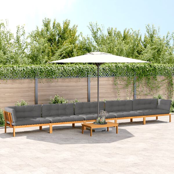 vidaXL Set Divano Pallet da Giardino 6 pz con Cuscini Massello Acacia