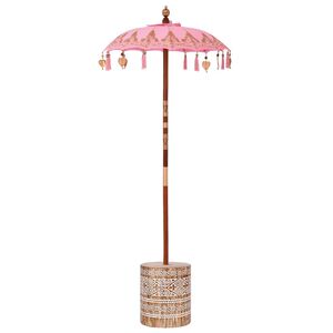 vidaXL Ombrello balinese con base Rosa 95 x 95 x 260 cm