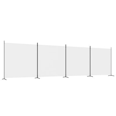 vidaXL Divisorio a 4 Pannelli Bianco 698x180 cm Tessuto