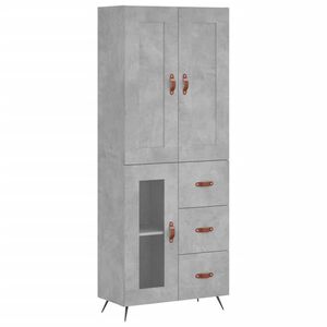 vidaXL Credenza Grigio Cemento 69,5x34x180 cm in Legno Multistrato
