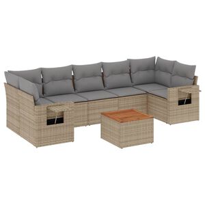 vidaXL Set Divano da Giardino 8 pz con Cuscini Beige in Polyrattan