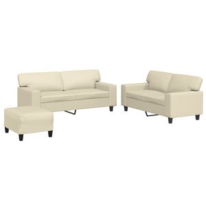 vidaXL Set di Divani 3 pz Crema in Similpelle