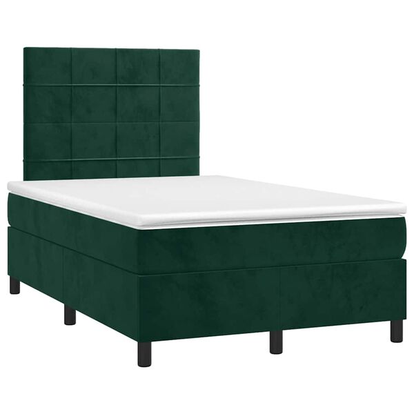 vidaXL Letto a Molle con Materasso e LED Verde Scuro 120x200cm Velluto