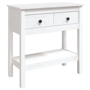 vidaXL Tavolo Consolle Bianco 75x35x75 cm in Legno Massello di Pino