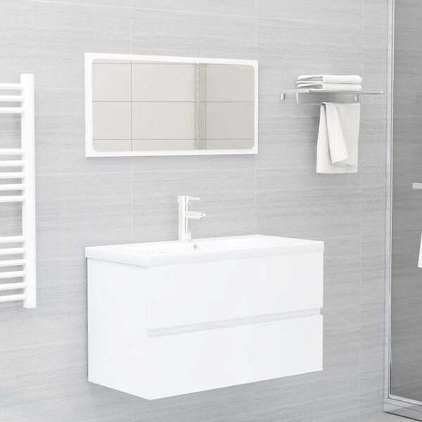 vidaXL Set Mobili da Bagno Bianco in Legno Multistrato