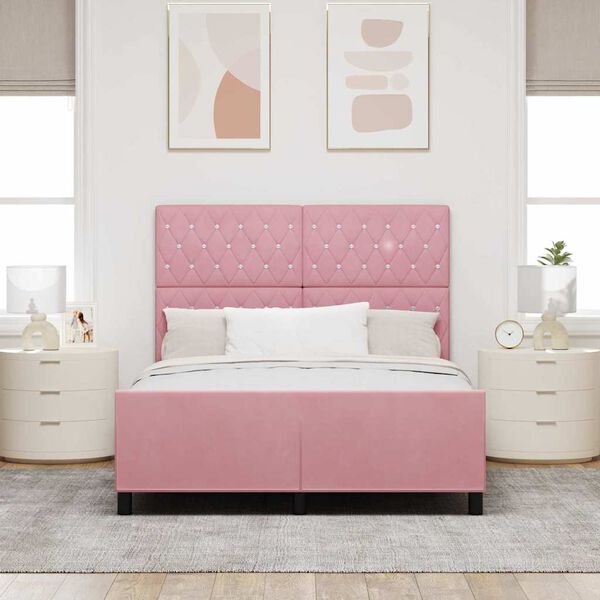 vidaXL Letto a molle con testiera Rosa 140 x 200 cm Velluto