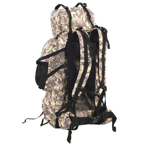 vidaXL Zaino da Trekking Cammello Mimetico 100 L in Tessuto Oxford