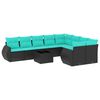 vidaXL Set Divani da Giardino 10 pz con Cuscini Nero in Polyrattan