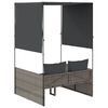 vidaXL Lettino Prendisole Doppio Tetto e Tende Grigio in Polyrattan