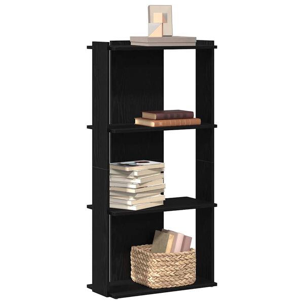 vidaXL Libreria a 3 Ripiani Nera 60x30x120 cm in Legno Multistrato