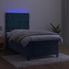 vidaXL Letto a Molle con Materasso e LED Blu Scuro 90x200cm in Velluto