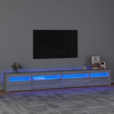 vidaXL Mobile Porta TV con Luci LED Grigio Sonoma 270x35x40 cm
