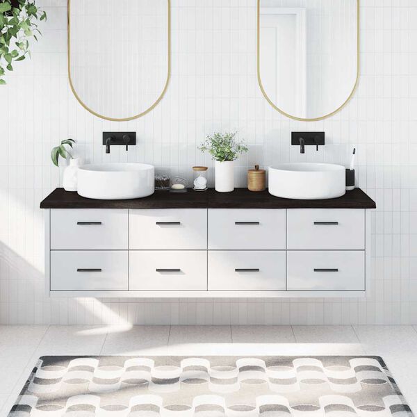 vidaXL Piano Bagno Marrone Scuro 180x50x(2-4)cm Legno Trattato