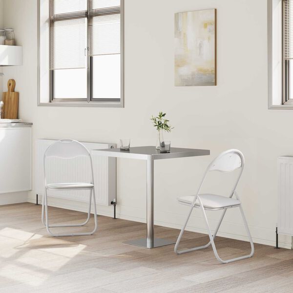 vidaXL Sedia pieghevole 2 pcs Bianco e Grigio 48 x 43,5 x 81 cm