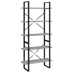 vidaXL Libreria 5 Ripiani Grigio Sonoma 80x30x175 cm Legno Multistrato