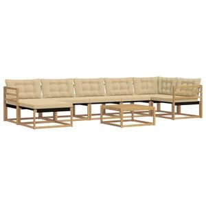 vidaXL Set di divani da esterno 8 pz Bianco e Beige