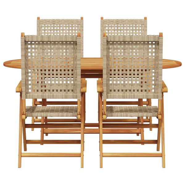 vidaXL Set da Pranzo per Giardino 5 pcs Beige