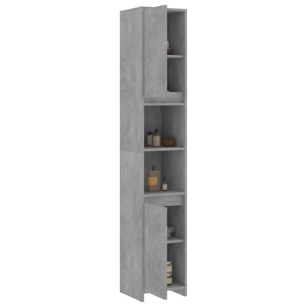 vidaXL Mobile da Bagno Grigio Cemento 30x30x183,5 cm Legno Multistrato