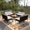 vidaXL Set Divani da Giardino 9 pz con Cuscini in Polyrattan Nero