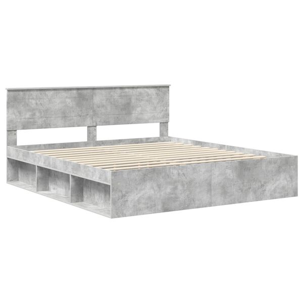 vidaXL Struttura del letto Calcestruzzo 200 x 200 cm Legno multistrato