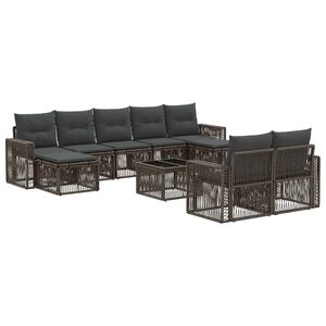 vidaXL Set Divano da Giardino 10 pz Grigio e Grigio Scuro polyrattan