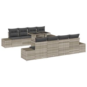 vidaXL Set Divano da Giardino 9 pz Grigio chiaro polyrattan