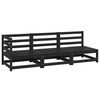 vidaXL Set Divani da Giardino 3 pz Nero in Legno Massello di Pino