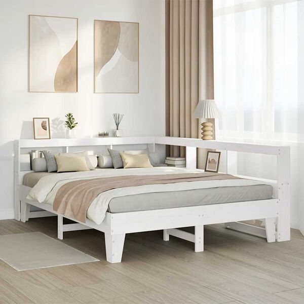 vidaXL Letto Libreria senza Materasso Bianco 140x200 cm Legno di Pino