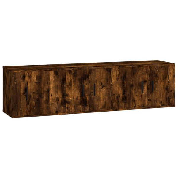 vidaXL Set Mobili Porta TV 3 pz Rovere Fumo in Legno Multistrato