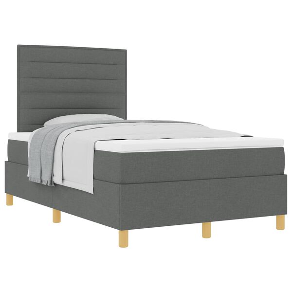 vidaXL Letto a molle con materasso Grigio scuro 120 x 200 cm Tessuto