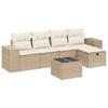 vidaXL Set Divano da Giardino 6 pz con Cuscini Beige in Polyrattan