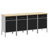 vidaXL Mobile da lavoro 4 pcs Nero e Grigio 200 x 55 x 85 cm