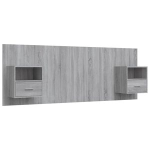vidaXL Testiera Letto con Comodini in Legno Multistrato Grigio Sonoma