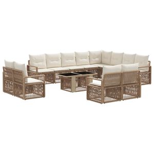 vidaXL Set Divano da Giardino 13 pz Beige e Bianco Crema polyrattan