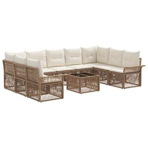 vidaXL Set Divano da Giardino 10 pz Beige polyrattan