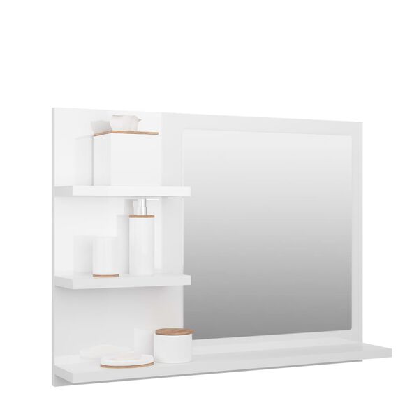 vidaXL Specchio da Bagno Bianco Lucido 60x10,5x45 cm Legno Multistrato