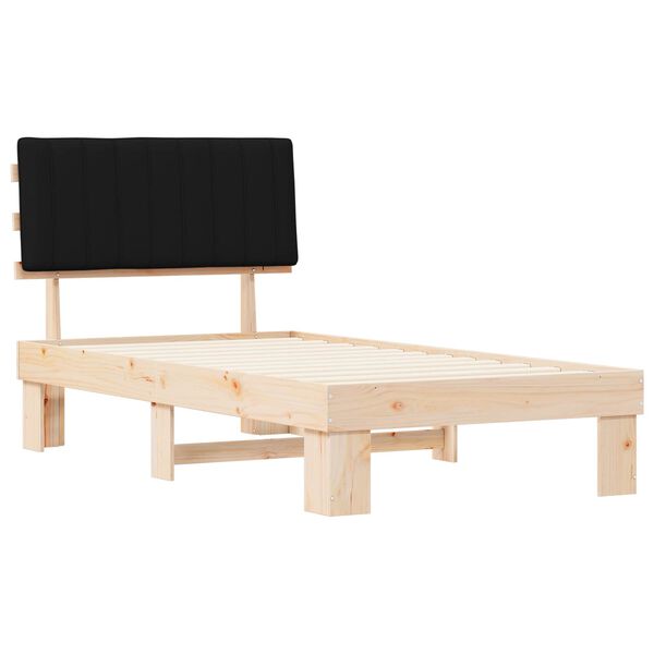 vidaXL Letto con Testiera Rivestita Nero 100 x 200 cm Pino massello