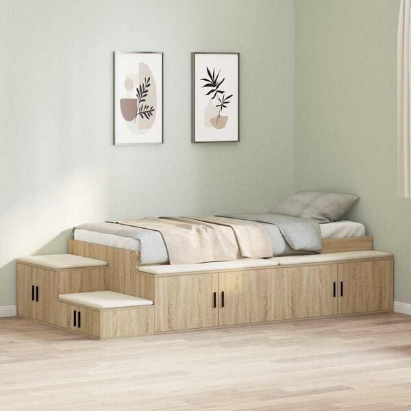 vidaXL Struttura letto con contenitore Rovere Sonoma 100 cm
