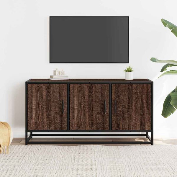 vidaXL Mobile TV Rovere Marrone 100x35x50 cm Legno Multistrato Metallo