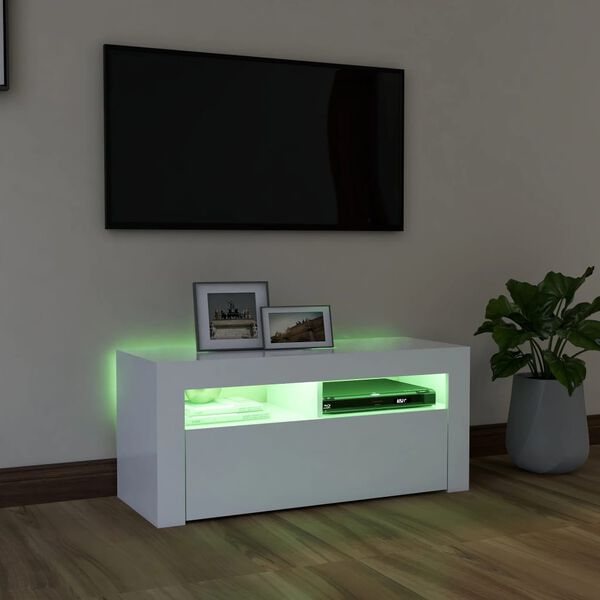 vidaXL Mobile Porta TV con Luci LED Bianco 90x35x40 cm