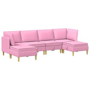 vidaXL Set di divani modulari con spazio di archiviazione 6 pcs Rosa