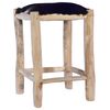 vidaXL Sgabello da Bar in Vera Pelle di Capra e Legno Massello di Teak
