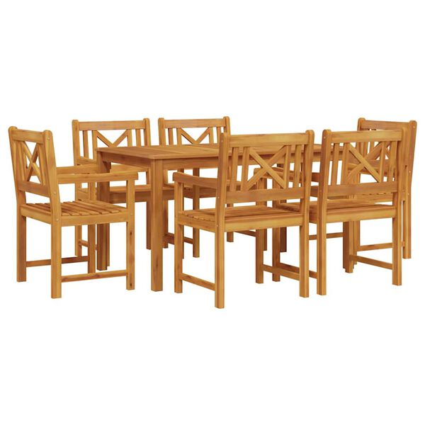 vidaXL Set da Pranzo per Giardino 7 pcs Marrone