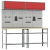 vidaXL Set banco da lavoro 8 pz Rosso e Grigio 200 x 55 x 200 cm