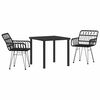 vidaXL Set da Pranzo per Giardino 3 pz Nero