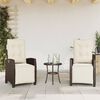 vidaXL Set Bistr&ograve; 3 pz con Cuscini Marrone in Polyrattan