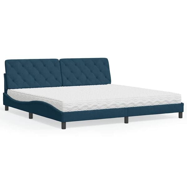 vidaXL Letto con Materasso Blu 200x200 cm Velluto