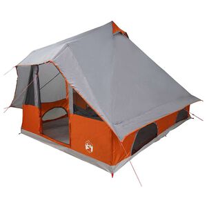 vidaXL Tenda Tipi 8 persona Grigio e arancione taffet&agrave;